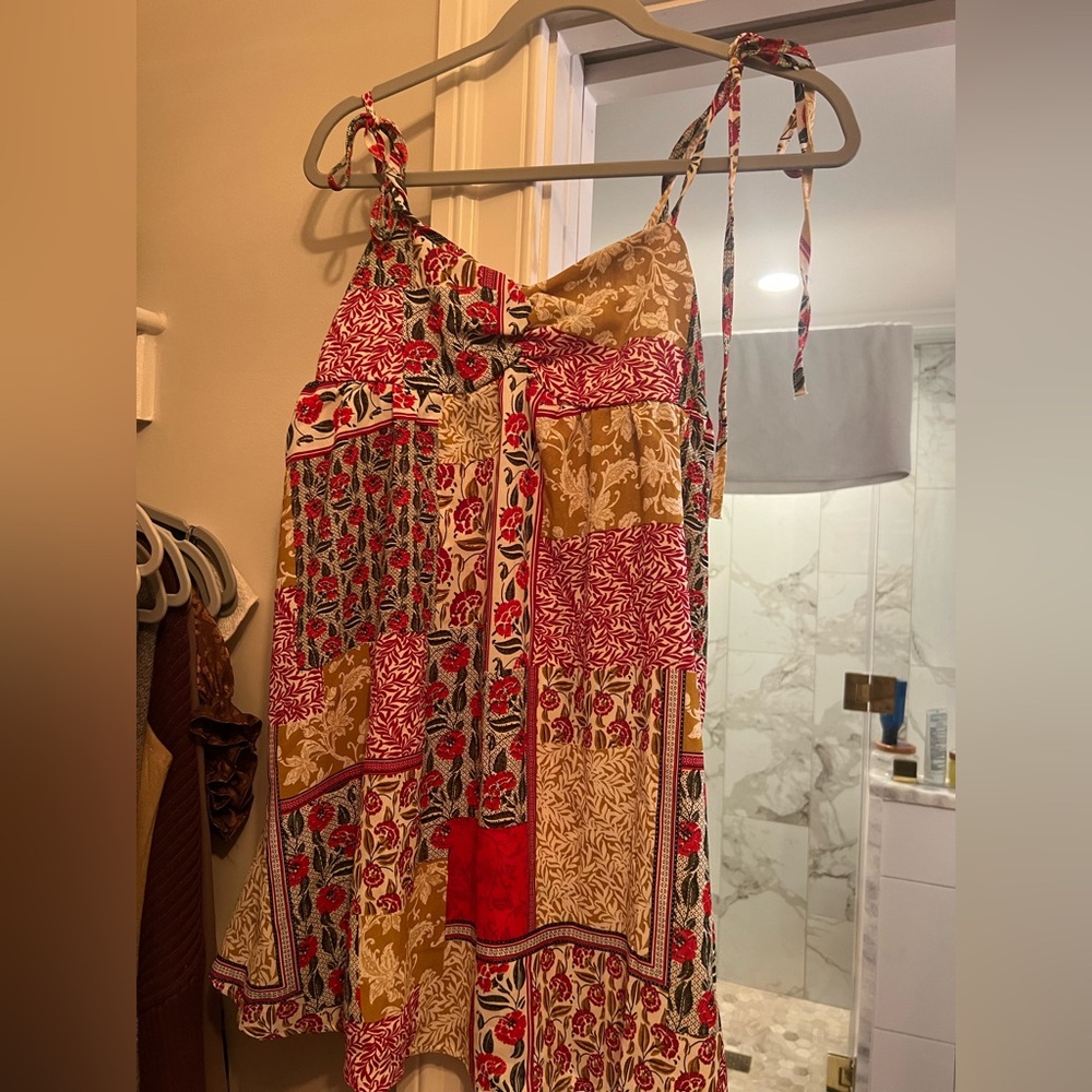 Red patchwork looking dress